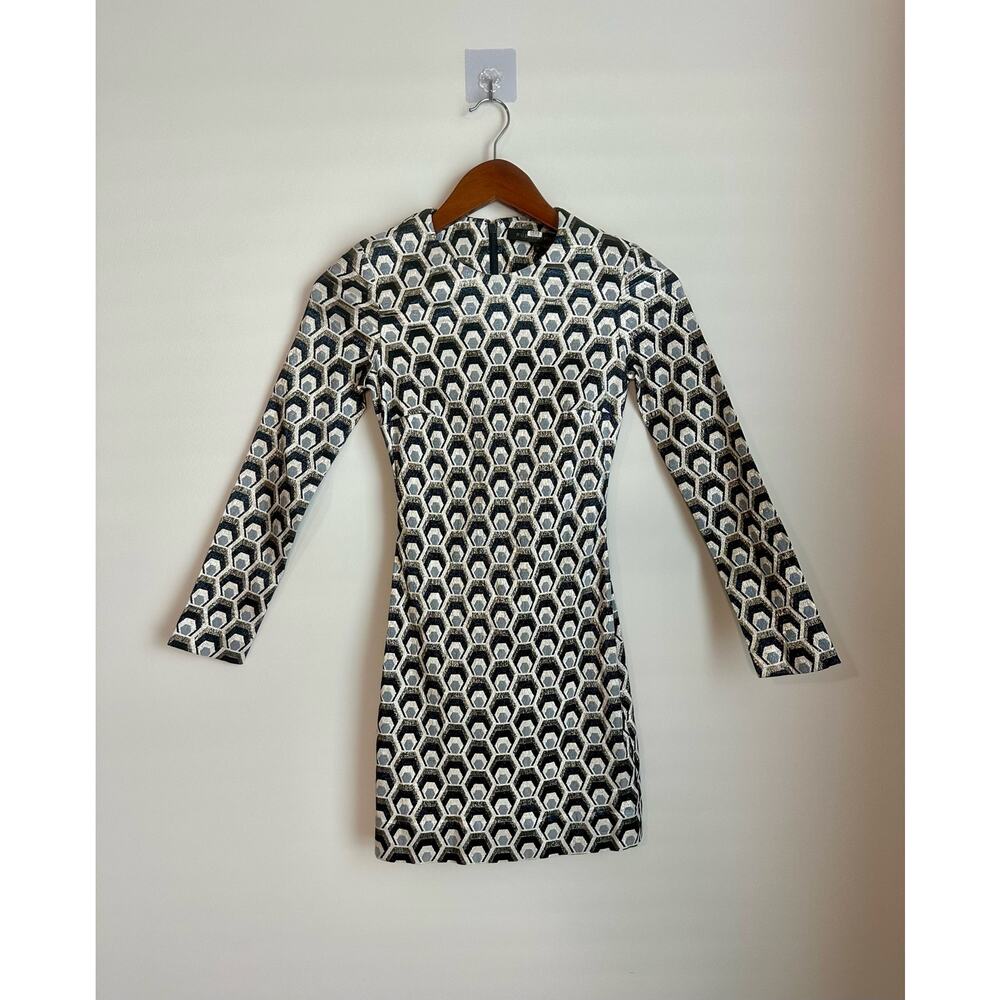 $1390 Metallic Hexagon Print Dress by Rubin Singer Size 0